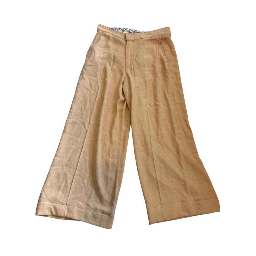 Vintage 90s Christian Lacroix Wide Leg Trousers Women 38 Orange‎ Linen Blend 29W